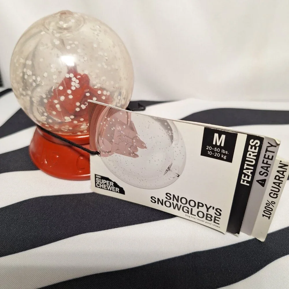 NWT Bark Super Chewer Snoopy's Snow Globe Dog Toy M